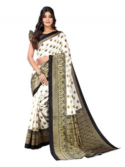 Satrani Women's Banarasi Silk Blend Saree (2438ST883_White2)