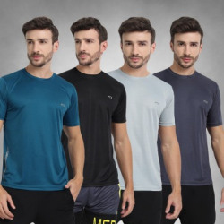 FTX Solid Men Round Neck Multicolor T-Shirt