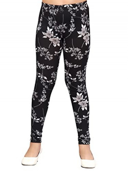 Aarika Girls Black Color Floral Print Legging (L-PRINTED-KG-123-BLACK-28)