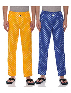 Amazon Brand - Symbol Men's Printed Regular Fit Pyjamas (Pack of 2) Pajama Bottom (A2-SYMPJ-TEX-PO2-04_Yellow2&Blue3_L)