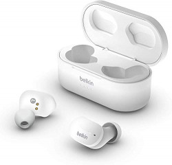 (Renewed) Belkin SOUNDFORM True Wireless Earbuds - IPX5 Rated, Up to 24 Hours of Playtime, 3 Ear-Tip Sizes for Bluetooth Enabled Devices (White)
