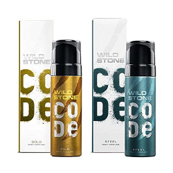 Wild Stone Code Steel & Gold No Gas Body Perfume Combo for Men, Pack of 2 (120 ml each)