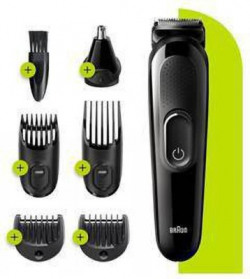 Braun Hair Clippers for Men MGK3220, 6in1 Beard Trimmer, Ear & Nose Trimmer, Cordless & Rechargeable Grooming Kit 50 min  Runtime 13 Length Settings(Black)