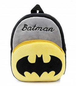 MOM'S GADGETS Kids School Batman Fabric Cartoons Soft Plush Bag for Age 3-5 Year Kids 11 L Backpack(Black, Grey)