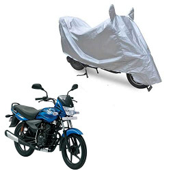 Oshotto Dust Proof Water Resistant Double Mirror Pocket Silvertech Bike Body Cover Compatible with Bajaj Platina (Silver)