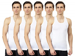 Dollar Bigboss Men's White Pack of 5 Fine RN Vest (8905203195015_MBVE-01-R2-FINERN-WHT-PO5-L)