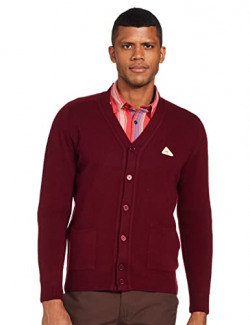 Monte Carlo Men's Casual Wool Cardigan Sweater (1210119FC-1634_Maroon_L)