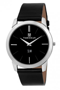 TIMEWEAR Analog Slim Two Hands Black Dial Leather Strap Watch for Men