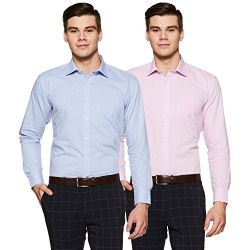 Amazon Brand - Symbol Men's Solid Regular Shirt (SS18-SMFS-212_Lt. Blue/Lilac 44)