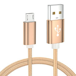 Peatop Usb Type A Metal Skin, Nylon Braided Fast Charging Cable For Personal Computer, Android Devices (Golden, 3.3 Feet)