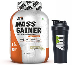 Advance MuscleMass Mass Gainer Protein Powder with Enzyme Blend| free floating scoop on top | 7.15 G Protein | 23.46 G Carbs |With 700ml Shaker| Vanilla Flavour | 3 Kg / 6.6 lb