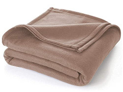 RICHLINEN Plain Polar Fleece Double Bed Blanket Warm Soft & Comfortable for Winter / AC Room / Hotel / Donation / Travelling ( Camel/ L*B( 90*90 ) Inch )