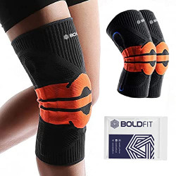 Boldfit Knee Support with Silicone Pad and Dual Spring Knee Sleeve Silicone Ring and Spring for Patella, Joint Pain Relief, Jogging, Recovery Knee Cap with Pad-Spring for Men and Women - 1 Pair ExLarge