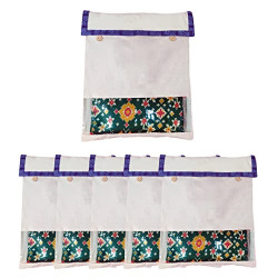 HomeStrap Set of 6 Cotton Foldable Single Saree Covers / Clothes Storage Bag / Wardrobe Organizer With Transparent PVC Window For Suit, Dress,& Accessories (White)