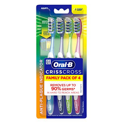 Oral B Criss Cross - Family pack of 4 toothbrushes  Soft, For adults,Manual,Multicolor