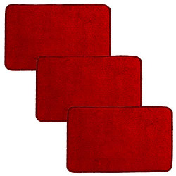 Kuber Industries Microfiber Anti Slip 3 Pieces Door Mat 22"x14"(Red)