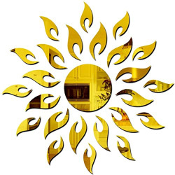 Ghar Kraft Home Decor Luxury 3D Acrylic Sunflower Wall Sticker (Golden)