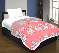 Kuber Industries Floral Cotton Single Bed Reversible AC Dohar - Pink