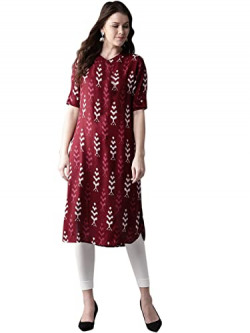 ANNI DESIGNER Women's Crepe Printed Straight Kurta (Mosi Maroon_S_Maroon_Small)