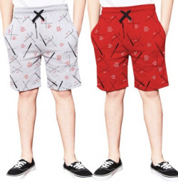TRIPR Short For Boys Casual Printed Cotton Blend(Multicolor, Pack of 2)