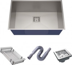 CELTON HANDMADE 24" x 18" x 9" GRADE 304 STAINLESS STEEL KITCHEN SINK MATT FINISH HEAVY SINK Top Mount(SILVER MATT)