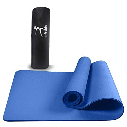Vifitkit Anti-Skid Yoga Mat with Carry Bag For Home Gym & Outdoor Workout, Water-Resistant, Soft, Easy to Fold (Blue, 6mm)