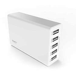 MTT 40W/8A 5 Port USB Smart IC Charger for iPhone 6s/6 6S/6Plus, iPad Air 2/Mini 3, Samsung Galaxy s6/s6 Edge, Note 5(White)