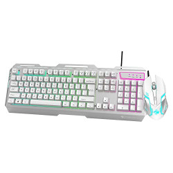 (Renewed) Zebronics Zeb-Transformer Gaming Keyboard and Mouse Combo (USB, Braided Cable) White with Silver