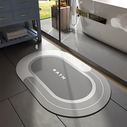 MontVoo-Bath Mat Rug-17"x27" Innovative Bathroom Rug Mat Super Absorbent Quick Dry Rubber Backed Dirt Resistant Bath Rugs Mats for Bathroom Non Slip Gray Bathroom Rug for Shower Sink Bathtub