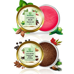GREENDORSE Combo of Lip Plumping and Exfoliating Sugar Scrub with Lip Plumping Balm Vitamin A+E, 15g