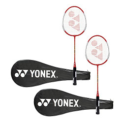 Yonex GR 303 Aluminium Blend Badminton Racquet with Full Cover, Set of 2 (Red/Red)