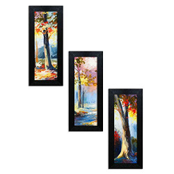 Home Attire Synthetic Landscapes Wall Painting, Black, 86.36 cm x 55.88 cm x 3.04 cm
