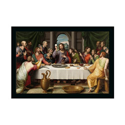 Dharvika Innovations  Lord Jesus Christ The Last Supper Painting Home Decorative Gift Item with Synthetic Frame