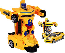 Famous Quality Car to Robot Converting Toy for Kids with Bright Lights and Music - Pack of 1, Multi color