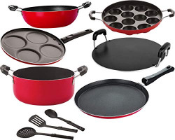 Nirlon Non-Stick Aluminium Cookware Set, Dishwasher Safe -9 Pieces [26_FT13_KD12_AP_RT_Cass20_UP4_3SPN]