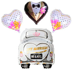 FI - FLICK IN 4 pcs Just Married Decoration Balloon Decorations Wedding Decoration Items for Home (Pack of 4, Multicolor)