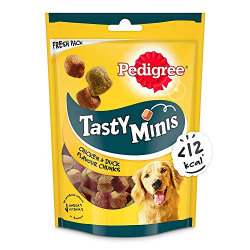 Pedigree Tasty Minis Cubes Adult Dog Treat, Chicken & Duck Flavour Chunks - 130 g Pack