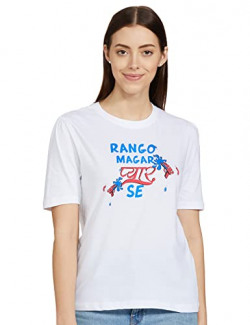Cloth Theory Women's Checkered Regular T-Shirt (CTHOW013_White13 M)