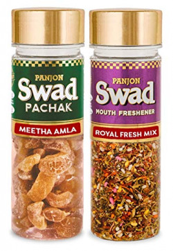 Panjon Swad Meetha Amla & Royal Fresh Mix (Mukhwas Mouth Fresheners) 2 Bottles, 235g