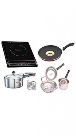Pigeon by Stovekraft Rapido Cute 1800-Watt Induction Cooktop Set, Black