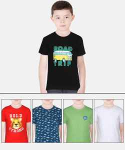 Flipkart  - Miss & Chief Boys Printed Pure Cotton T Shirt(Multicolor, Pack of 5)