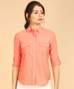 AEROPOSTALE Women Solid Casual Pink Shirt