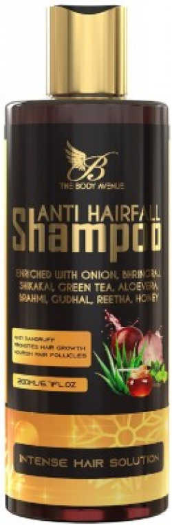 The Body Avenue Anti Hair Fall Shampoo, Promotes Hair Growth, Reduce Dandruff with Onion, Bhringraj, Honey, Green Tea, Aloevera, Shikakai, Reetha, Brahmi(200 ml)