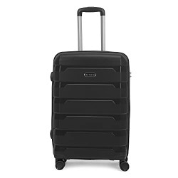 Aristocrat Porto 75 Cms Large Check-in Polypropylene Harsided 8 Wheels Luggage/Hardshell Suitcase/4 Wheel Inline Trolley Bag - Black