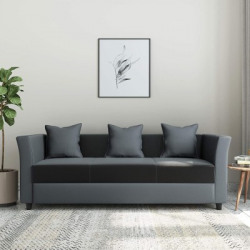 Dr Smith Half-leather 3 Seater  Sofa(Finish Color - grey, Pre-assembled)