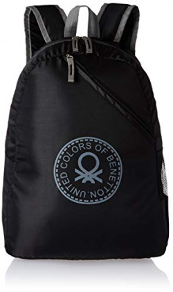 United Colors of Benetton Eco Bag 19.5 Ltrs Black/Grey Casual Backpack (0IP6ECOBPBG2I)