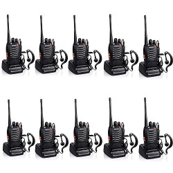 Baofeng BF-888S Rechargeable Long Range 5W Two Way Radio Walkie Talkies 16 Channel Handheld Radio Built in LED Torch Microphone With Earpiece(Pack of 10) 10 Pack