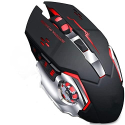 COOLCOLD Gaming Mouse | Rechargeable, Wireless Gaming Mouse | with Type c OTG Dongle, 2.4Ghz RGB Lights Mice, Upto 2400 DPI 6 Button, 4 Color Breathing Lights, Distance-10m, (Black)