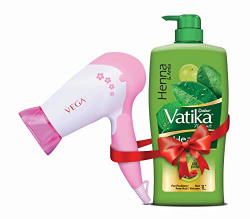 Dabur Vatika Studio Collection : Health Shampoo - 1L + Vega Hair Dryer Combo | With 7 natural ingredients | For Smooth, Shiny & Nourished Hair | Repairs Hair damage, Controls Frizz | For All Hair Types | Goodness of Henna & Amla