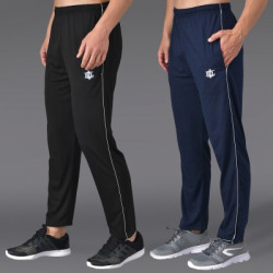ASDF Solid Men Black, Blue Track Pants